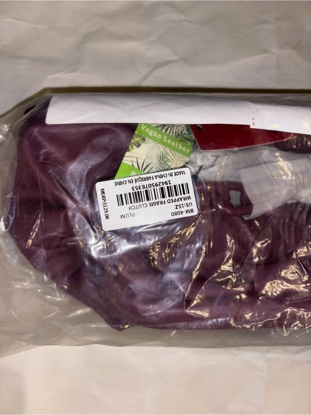 Plum Badgley Mishka Wrapped Frame Clutch, matching Chain should strap attached